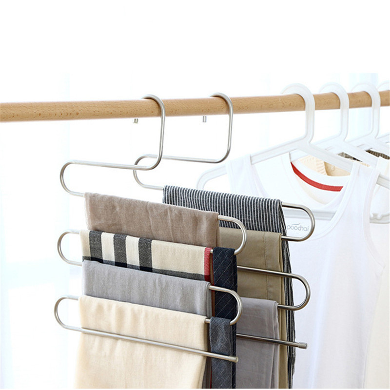 UK HOT S-Shape Non-Slip Clothes Trouser Pants Hanger Multi Layer Storage Rack