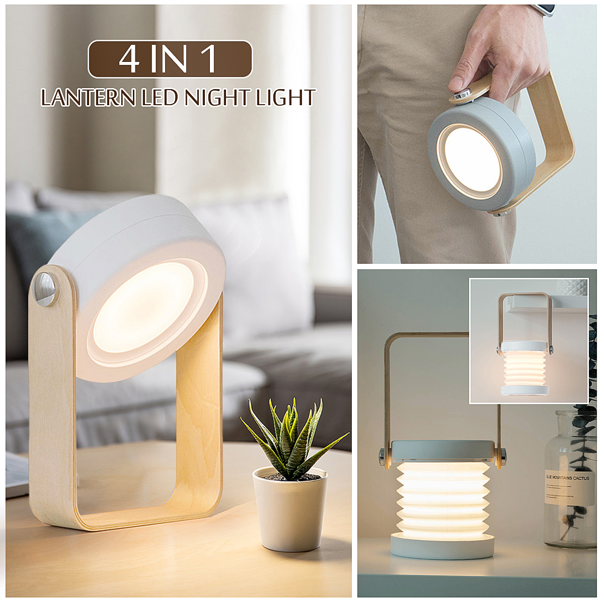 4 In 1 Portable Lantern LED Night Light Table Lamp Flash Rechargeable
